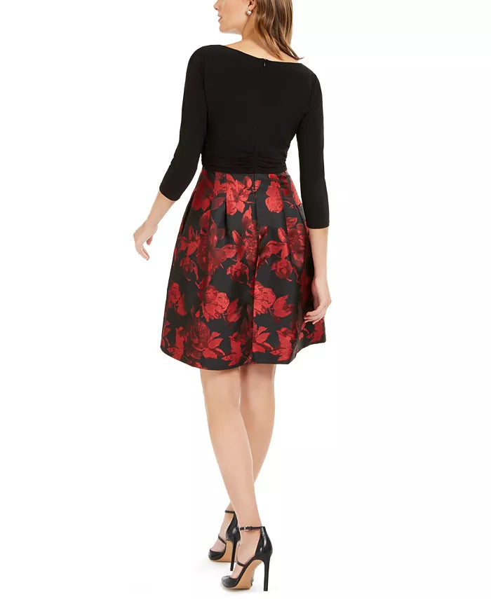 Vestido feminino Jessica Howard com saia plissada e ajuste evasê, cor carvão, tamanho 18