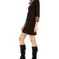Vestido suéter feminino Jessica Howard com estampa animal e acabamento preto, tamanho grande