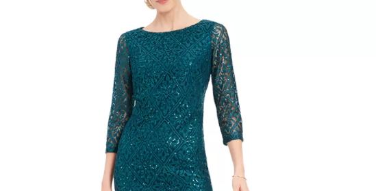 Vestido feminino pequeno de renda com lantejoulas Jessica Howard, verde, tamanho 1