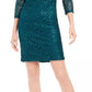 Vestido feminino pequeno de renda com lantejoulas Jessica Howard, verde, tamanho 1