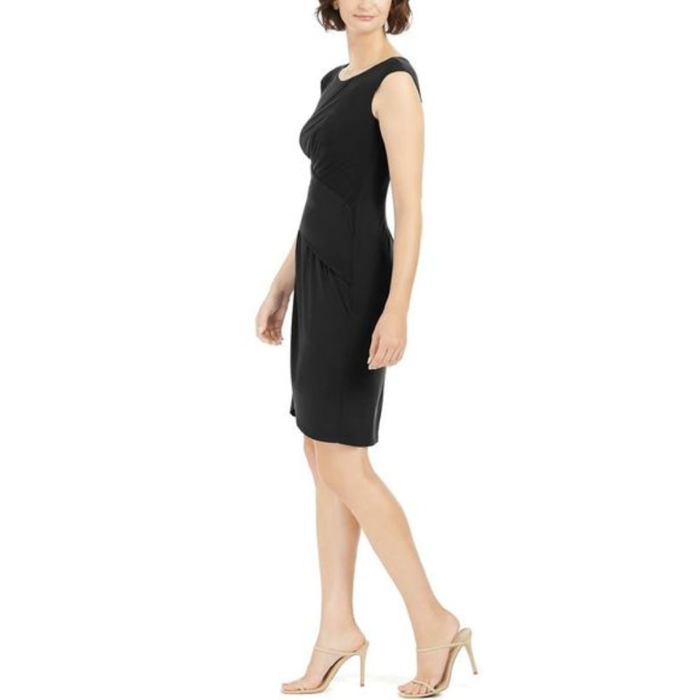 Vestido drapeado pequeno feminino Jessica Howard, preto, tamanho 14