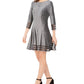 Vestido feminino Jessica Howard com acabamento metálico e ilusão, tamanho 12, pequeno, prateado