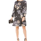 Vestido feminino Jessica Howard com estampa floral metálica, cor carvão, tamanho 1