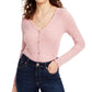 Blusa de malha canelada aconchegante Crave Fame Junior, rosa, tamanho X-S