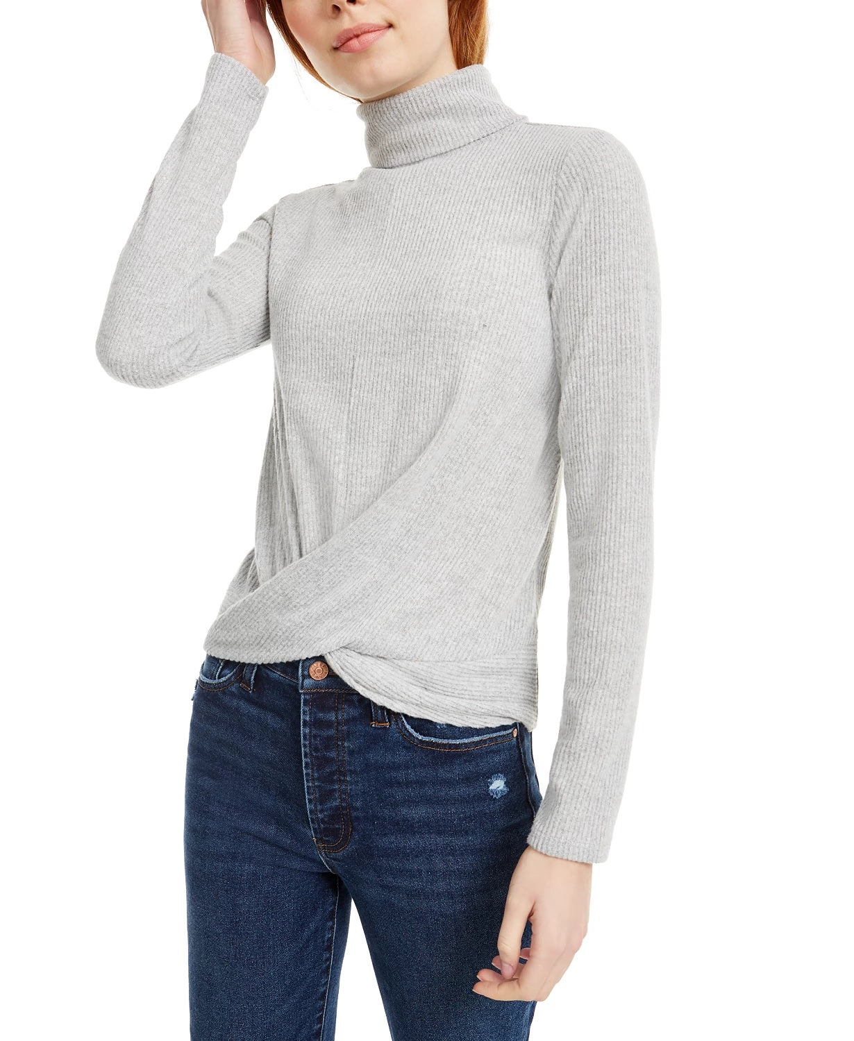 Blusa de gola alta Crave Fame Juniors Cozy Twist-Front, tamanho X-S