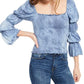 Rewash Junior's Tie Dyed Smocked Ruffle Trimmed Top Médio Azul Tamanho X-S