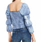 Rewash Junior's Tie Dyed Smocked Ruffle Trimmed Top Médio Azul Tamanho X-S