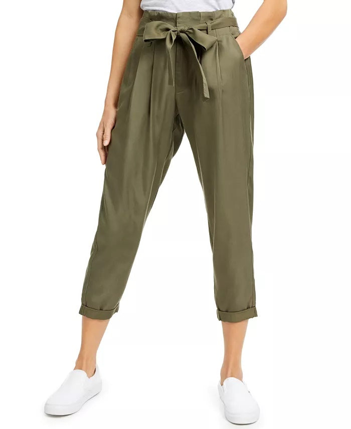 Calça Paperbag de cintura alta Indigo Rein Junior's, verde, tamanho grande