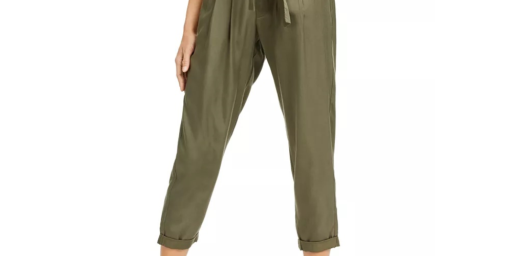 Calça Paperbag de cintura alta Indigo Rein Junior's, verde, tamanho grande