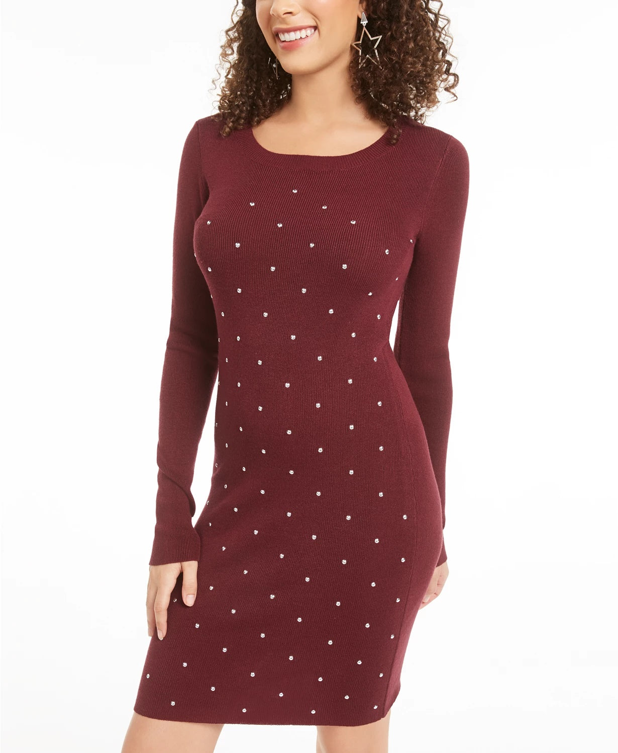 Vestido justo com tachas Planet Gold Juniors, vermelho, tamanho grande