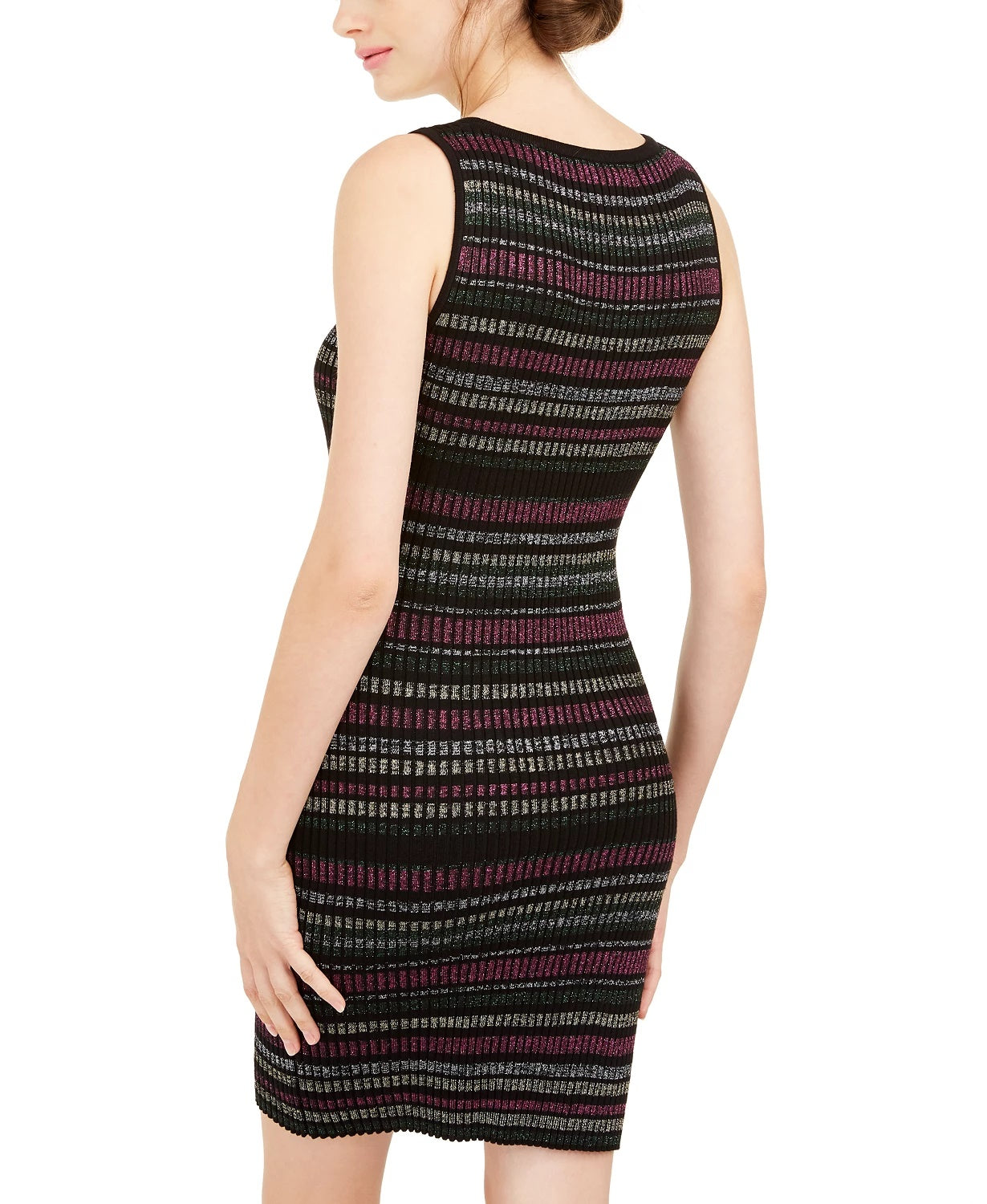Vestido suéter listrado metálico Planet Gold Juniors, preto, tamanho XX Pequeno