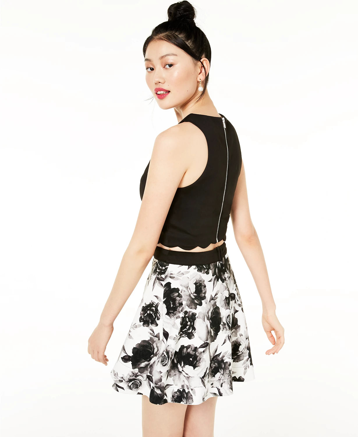 Vestido infantil Speechless Juniors, 2 peças, estampado com flores, branco, tamanho 1