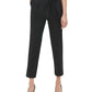 Calça feminina Calvin Klein com cinto e perna reta, preta, tamanho 6
