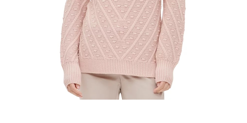Suéter Calvin Klein Feminino Popcorn Knit Gola Moletom Lt/Paspink Tamanho Médio