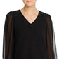 Blusa Calvin Klein Feminina Manga Longa em Malha Preta Tamanho Extra Grande