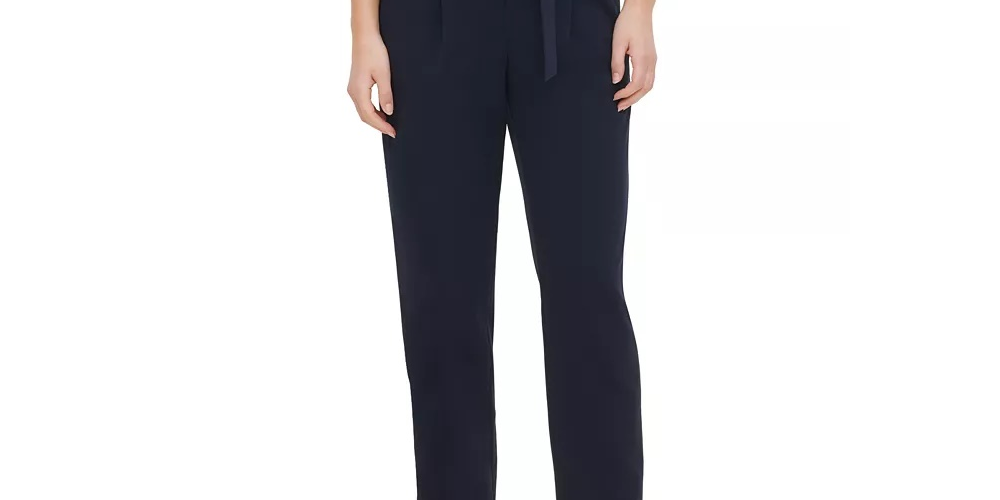 Calça Calvin Klein Feminina D-Ring Belt Azul Tamanho 14