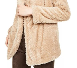 Calvin Klein Jaqueta Cardigan Feminina Chevron Stitch Bege Tamanho Extra Grande