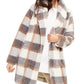 Calvin Klein Jaqueta Feminina Xadrez Fleece Flyaway Cinza Tamanho Extra Grande