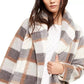 Calvin Klein Jaqueta Feminina Xadrez Fleece Flyaway Cinza Tamanho Extra Grande