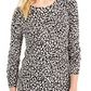 Michael Kors Suéter Feminino Preto Animal Print Manga 3/4 Gola Redonda Branco Tamanho P