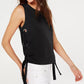 Michael Kors Feminino 0071 Preto Grommet Lateral Sem Mangas Casual Top Preto Tamanho Grande