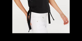 Michael Kors Feminino 0071 Preto Grommet Lateral Sem Mangas Casual Top Preto Tamanho Grande