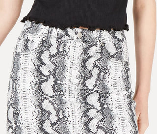 Minissaia jeans com estampa de cobra Tinseltown Junior's cinza, tamanho 3