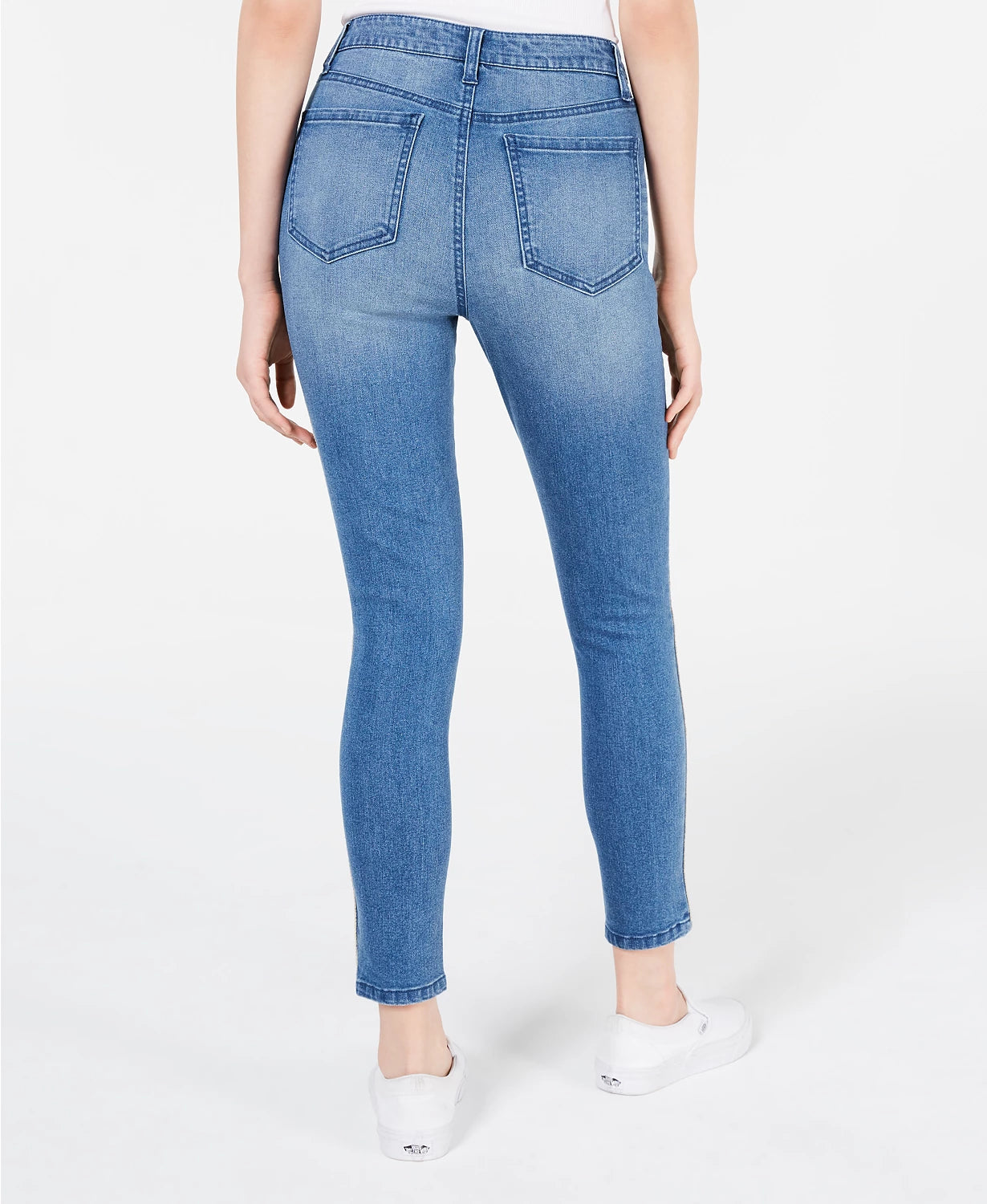 Calça jeans skinny com estampa animal e listras laterais Tinseltown Juniors, azul médio, tamanho 11