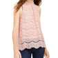 Top de renda metálica Love Fire Juniors rosa tamanho extragrande