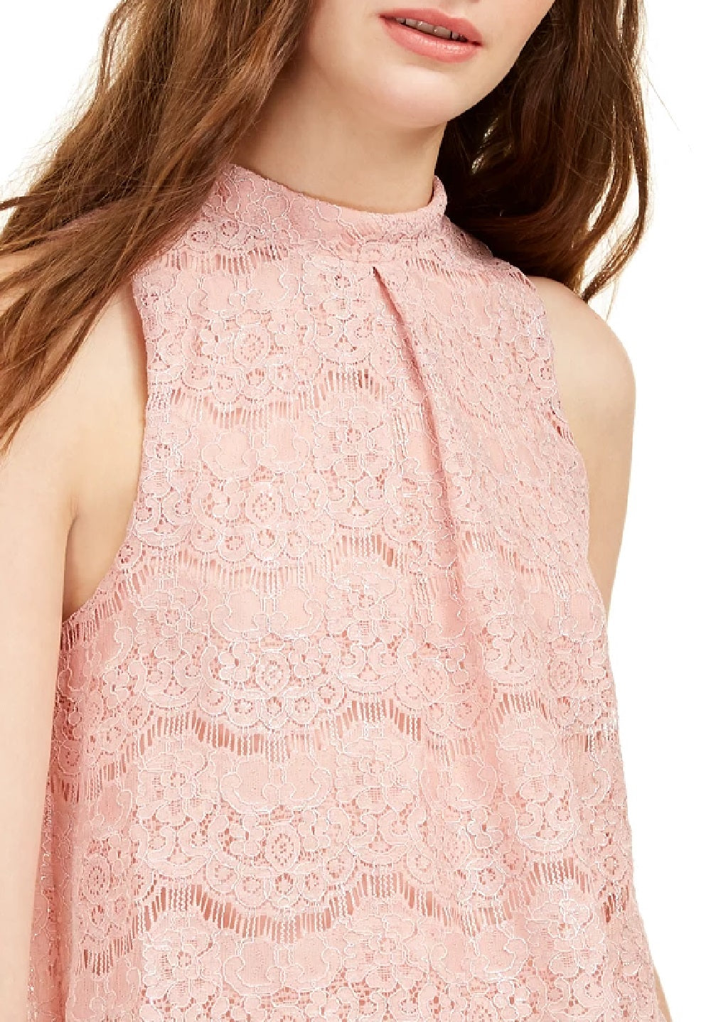 Top de renda metálica Love Fire Juniors rosa tamanho extragrande