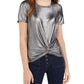 Top frontal com torção metálica Love Fire Junior, tamanho X-Large, prateado