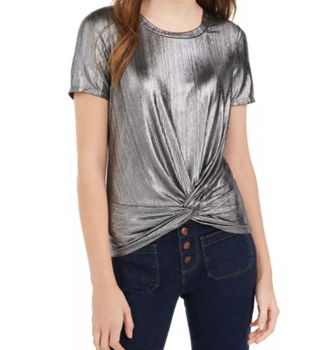 Top frontal com torção metálica Love Fire Junior, tamanho X-Large, prateado