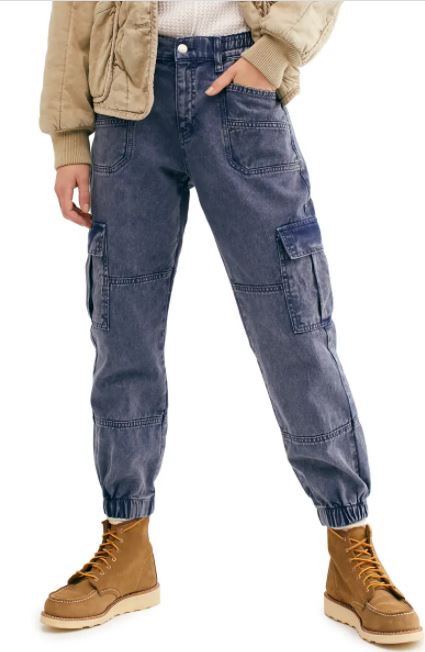 Calça cargo feminina Platoon da Free People, azul marinho, tamanho pequeno