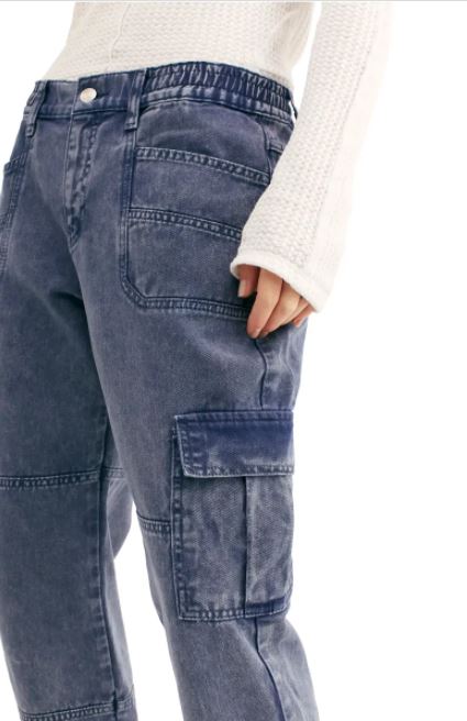 Calça cargo feminina Platoon da Free People, azul marinho, tamanho pequeno