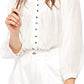 Blusa camponesa de algodão Cool Meadow feminina Free People, branca, tamanho médio