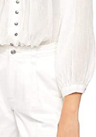 Blusa camponesa de algodão Cool Meadow feminina Free People, branca, tamanho médio