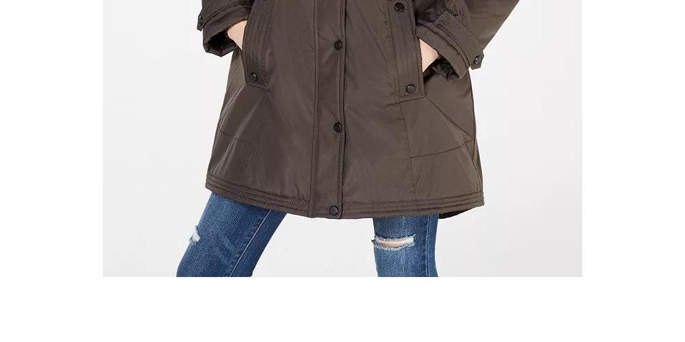 Parka com capuz e acabamento em pele sintética Madden Girl Juniors, verde, tamanho extra grande