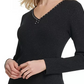 Suéter feminino DKNY com fios metálicos e detalhes embelezados, preto, tamanho extra pequeno