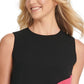 Top assimétrico com blocos de cores feminino DKNY, preto, tamanho X-Large