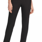 Calça feminina DKNY com acabamento em couro sintético e perna reta, preta, tamanho 0