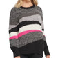 Suéter DKNY feminino com gola redonda e blocos de cores, cinza, tamanho grande