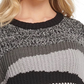 Suéter DKNY feminino com gola redonda e blocos de cores, cinza, tamanho grande