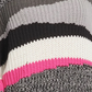 Suéter DKNY feminino com gola redonda e blocos de cores, cinza, tamanho grande