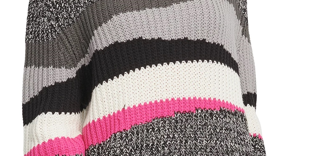 Suéter DKNY feminino com gola redonda e blocos de cores, cinza, tamanho grande