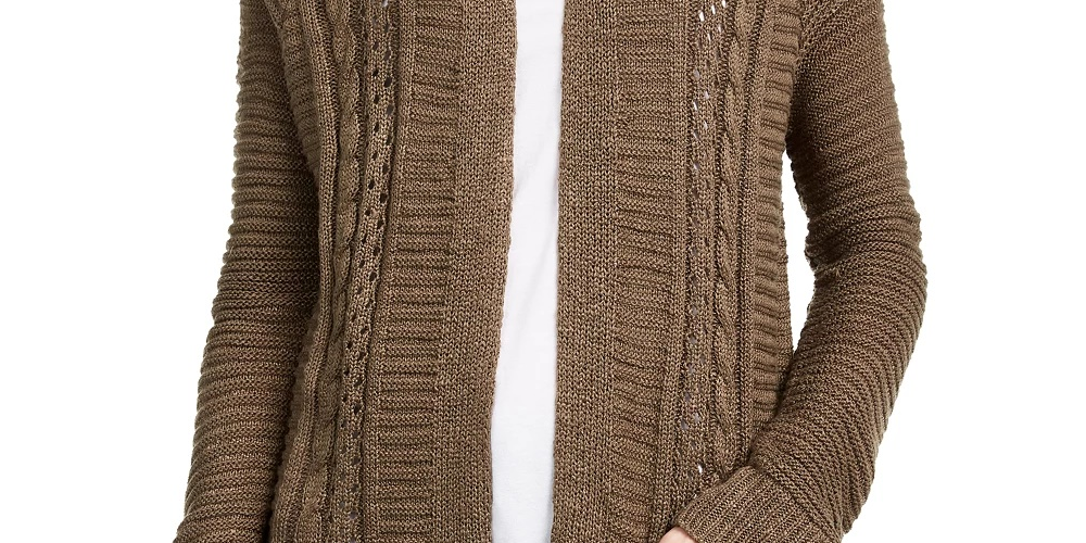 Cardigan longo com ilhós Pink Rose Juniors, verde, tamanho grande