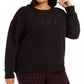 Calvin Klein Moletom Sherpa Bordado Plus Size Feminino Performance Preto Tamanho 1X
