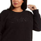 Calvin Klein Moletom Sherpa Bordado Plus Size Feminino Performance Preto Tamanho 1X