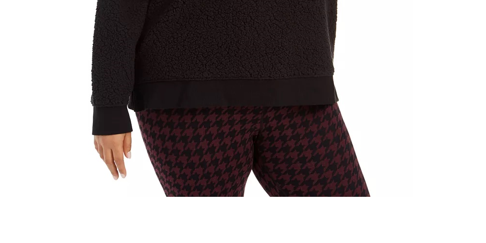 Calvin Klein Moletom Sherpa Bordado Plus Size Feminino Performance Preto Tamanho 1X