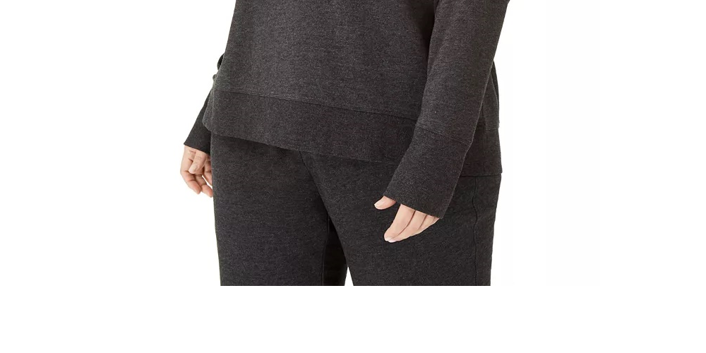 Calvin Klein Moletom com capuz feminino plus size, manga raglan, preto, tamanho 1X
