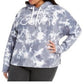 Calvin Klein Moletom com capuz feminino plus size tie-dye, cinza, tamanho 1X